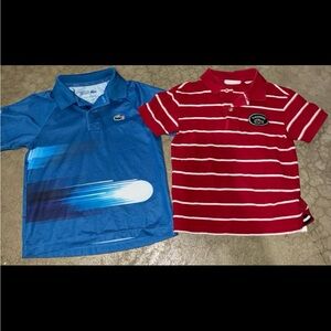 Lacoste boys Polo Shirt lot bundle in Blue and Red 4 4T